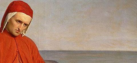 O Dante στην εξορία, ελαιογραφία του Domenico Peterlini (1822–1891) - κάντε ΚΛΙΚ για να δείτε ολόκληρο το έργο